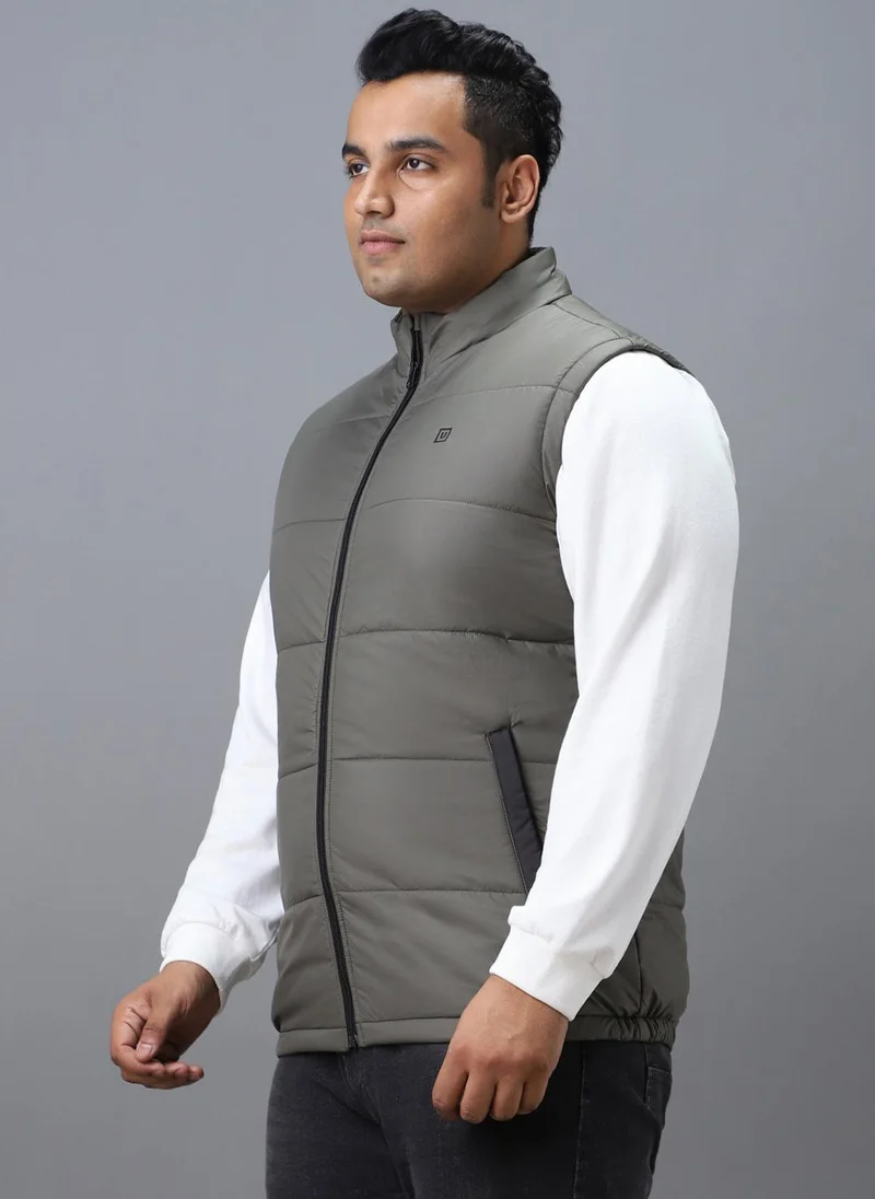 Urbano Fashion  Urbano Plus Men's Olive Sleeveless Zippered Puffer Jacket for Men | Best Price UAE